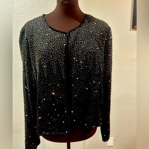 Vintage black silk beaded embellished jacket blazer
